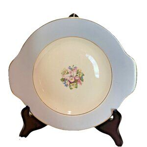 Vintage Royal China Dessert Plate 8" Blue Orchid Floral 22K Gold Rim 1945 RARE